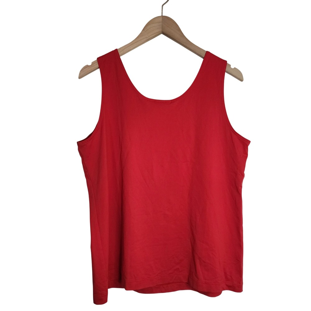 Chico's Tank Top Women Size 3 Red Scoop Neck Stretch Sleeveless Basic Solid - Picture 2 of 4